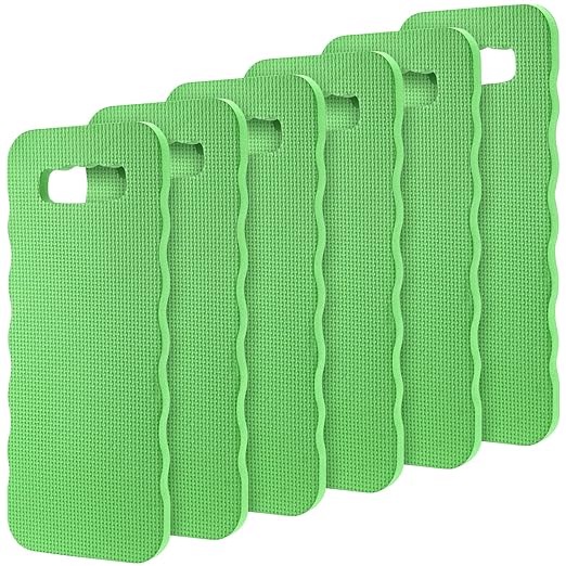 6 Pack16x7x0.8 Inch Garden Kneeling Pads, Foam Thick Knee Pad, Kneeler Mat for Long Gardening Hours, Yoga, Prayer and Exercise (Green)