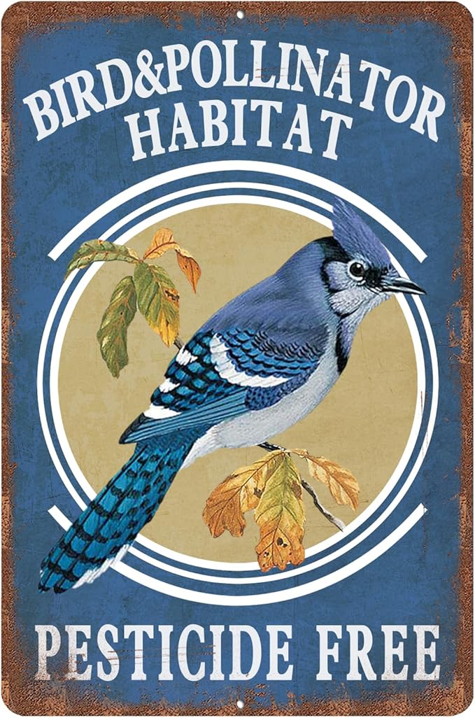 Vintage Garden Signs pesticide free bird & pollinator habital Retro Yard Metel Tin Signs outdoor Aluminium Wall Decor