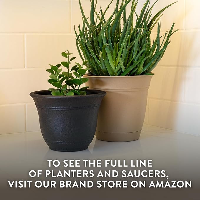 The HC Companies Sierra Round Self-Watering Pot - Lightweight Plastic Planter for Herbs & More - Durable Plant Pots for Indoor Plants & Outdoor Plants (16” Arizona Sand, Pack of 1)