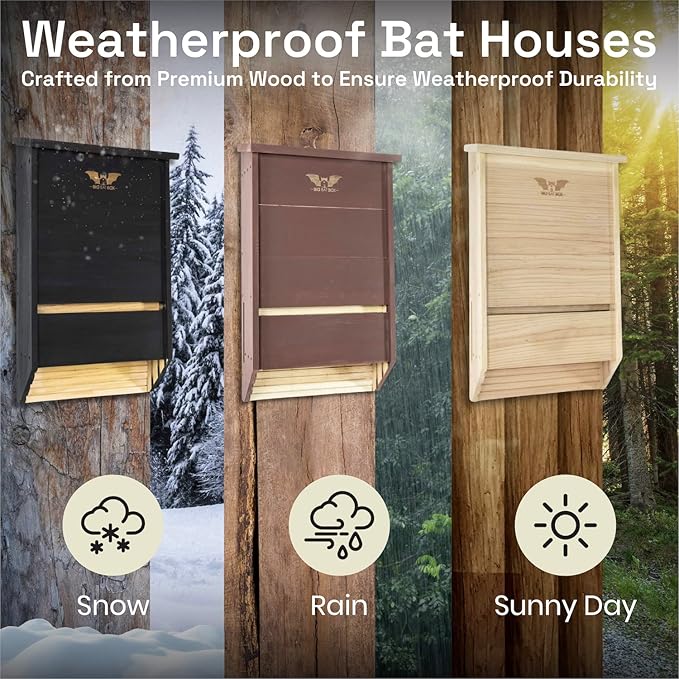 WildYard Bat Houses for Outdoors - Black 3 Chamber Model - Pole, Wall & Tree Mount Bat Roosting Box & House Kit for Backyard