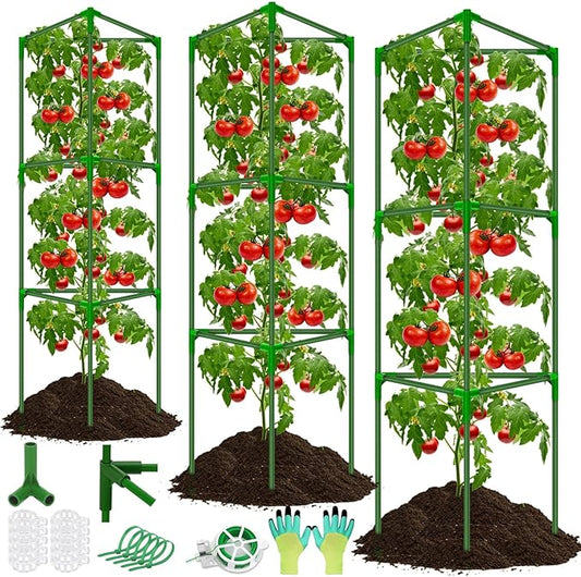 Tomato Cages for Garden, 3 Pack Tomato Cage Trellis, Garden Cage Heavy Duty Tomato Stake Support, Garden Stakes Plant Cage for Pots Plants Vegetables