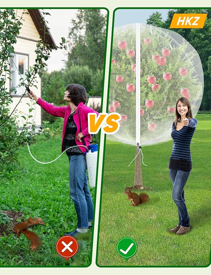 Fruit Tree Netting with Zipper - 4Pcs 5.3 x 8 FT Garden Bird Netting for Blueberry Bushes with Drawstring,Insect Plant Protection Mesh Net Bags for Tomato,Flowers,Animals,Cherry (4, 5.3 x 8 FT)