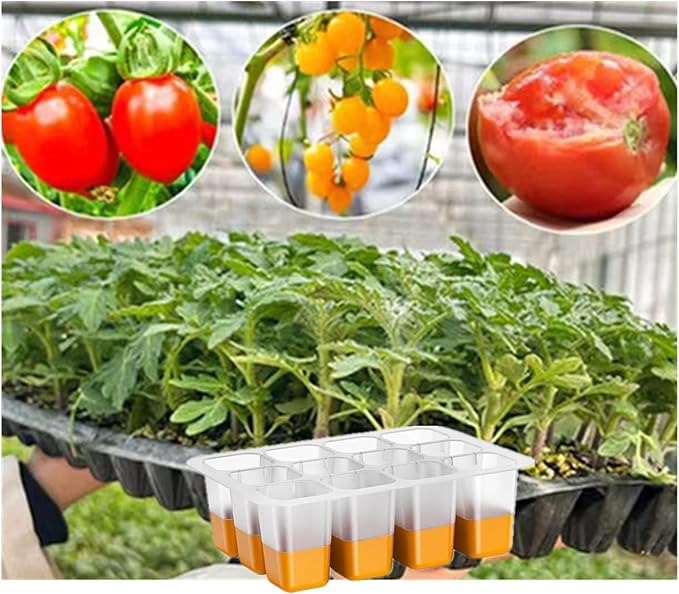 5pcs Seed Starter Tray, Silicone Seeding Starter with Pop-Out Cells (60 Cells in Total), Plant Growing Trays for Seed Starter, Indoor Seeding Planting Growing(5PCS,Orange)