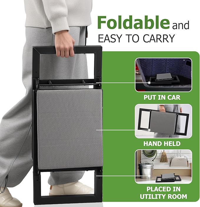 Garden Kneeler and Seat,Heavy Duty Foldable Kneeling Chair with Handle,Comfortable Wide 12" Garden Kneeling Pad, Gardening Gifts for Seniors Outdoor Planting, Camping, Fishing
