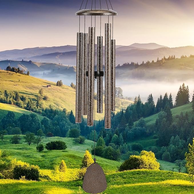 Wind-Chimes-Outdoor-Deep-Tone, Large Soothing Melodic Tones Windchimes, Wind Chimes for Outside, Memorial Wind Chime Best Gift for Mom Women Grandma Neighbors(32" Brown Coated Aluminum)