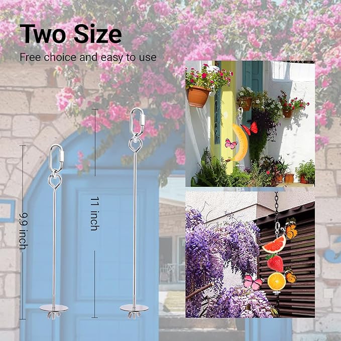 3 Pack Butterfly Banana Feeder, Stainless Steel Outdoor Banana Holder Hanging Butterfly Feeder for Garden Backyard Tree Banana Hammock Attracts Butterflies Bees Birds