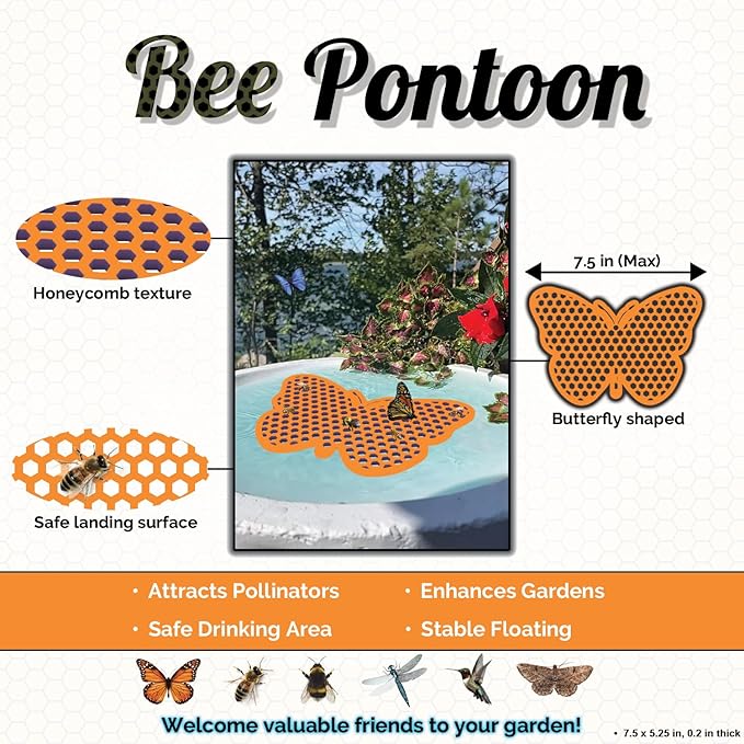 Bee Watering Station, Butterfly Watering Station, Garden Decor - Butterfly - Orange - 1 Pc