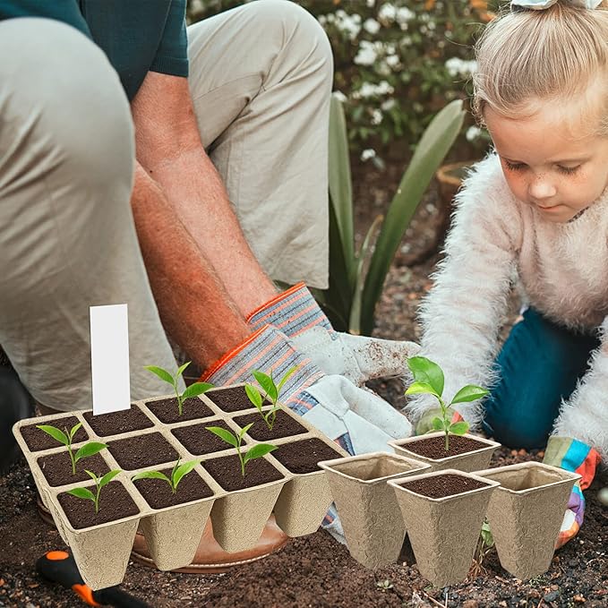 20 Pack Peat Pots, 240 Cells Biodegradable Seedling Starter Trays, Peat Pots for seedlings, Seed Starter Kit for Planting Seeds with 20 Plant Labels for Indoor Outdoor Garden