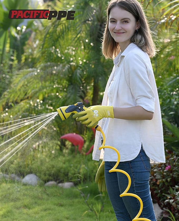 PACIFIC 3 Pairs Gardening Gloves for women, Rubber Coated Garden Gloves, Ladies Yard Work Gloves, Breathable, Purple & Yellow & Red, Medium