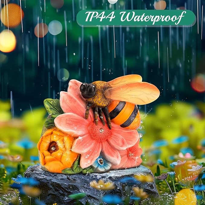 Linkax Birthday Easter Gifts for Adults Women Mom Grandma, Solar Bee Lights Outdoor Garden Decor for Outside Patio Yard Porch Home, Honey Figurine Gardening Housewarming Gifts New Home