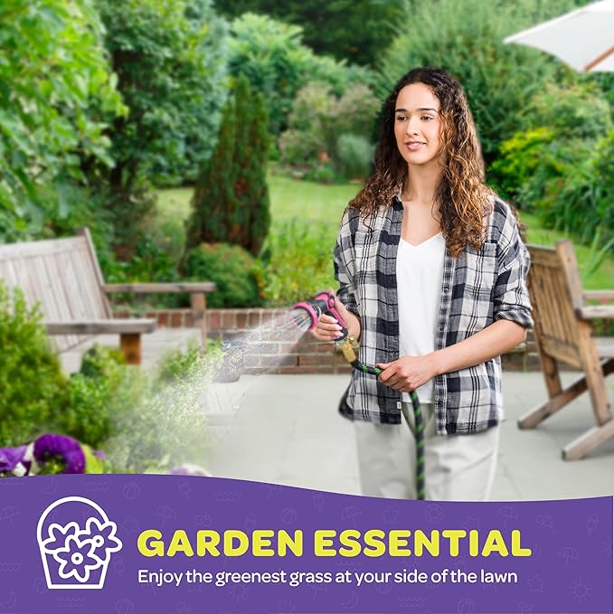 Hose Nozzle [Pink] Heavy Duty Hose Sprayer With 10 Adjustable Watering Patterns. Thumb Control Design, Comfortable Ergonomic Grip, Garden Hose Nozzle for Watering Plants & Lawns/Fun showers/Cleaning