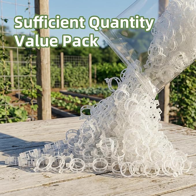 600Pcs Tomato Clips, Plant Clips Plastic Trellis Clips Garden Plant Clips for Tomatoes, Cucumbers, Vines, Reusable Garden Clips to Make Plants Grow Upright, Indoor Outdoor Gardening Supplies