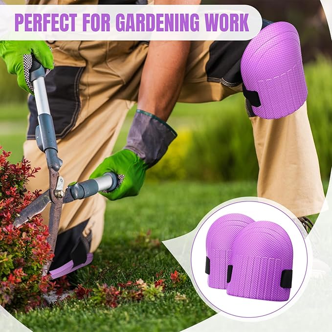 Gardening Knee Pads for Women and Men Lightweight Waterproof Foam Knee Pads for Gardening and Housework with Adjustable Hook'n'Loop Straps(Purple)