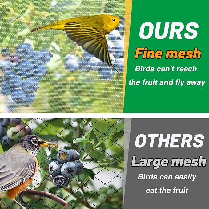 10x20ft Large Garden Netting - Ultra Fine Mesh Plant Covers to Keep Small Animals Pest Out, Bird Barrier for Protecting Vegetables Fruits Flowers Raised Beds (Without Support Pole)