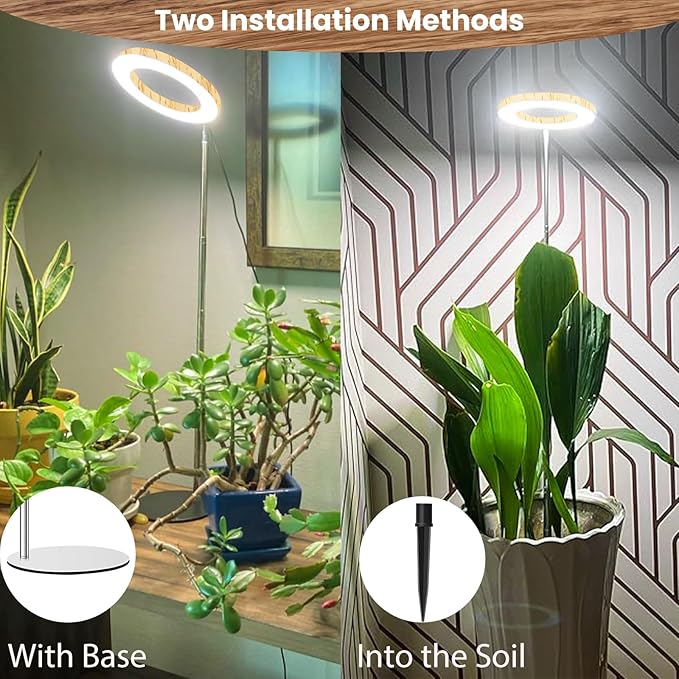 Grow Lights for Indoor Plants, Full Spectrum Plant Lights for Indoor Growing with 6/12/16H Timer, 3 Optional Spectrums,5 Dimmable Levels, Height Adjustable 9.8"-37.4" Wood Grain Desk Grow Lamp