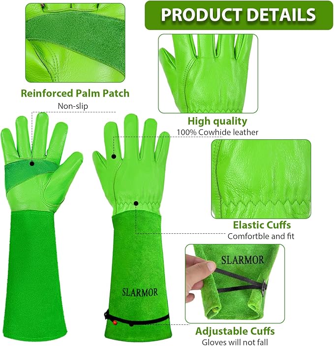 Long Gardening-Gloves Women/Men-Thorn proof Rose Pruning Heavy Duty Gauntlet, Best Garden Gifts for Gardener-XS