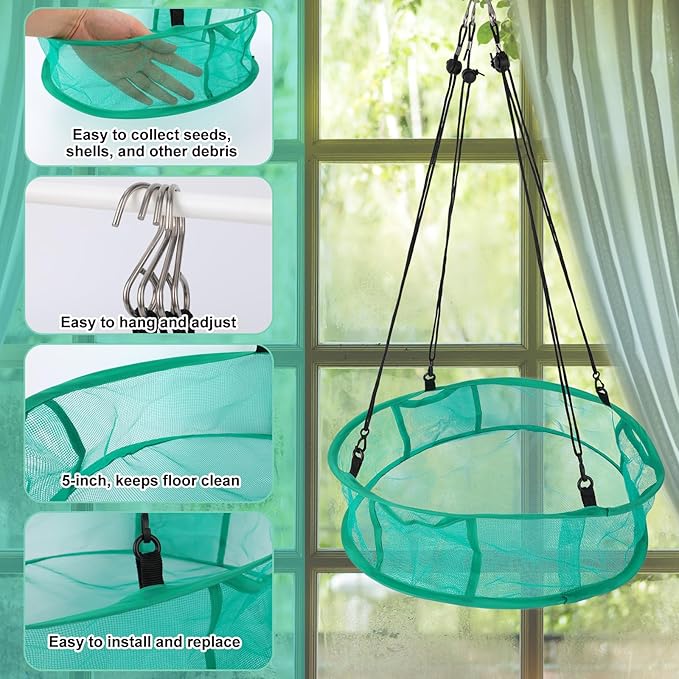 2pcs Bird Feeder Trays, 16in/41.5cm Diameter Outside Hanging Platform Bird Seed Mesh Tray with Lanyards Accessories Windproof Design for Outdoor Yard Backyard Garden & Lawn Use