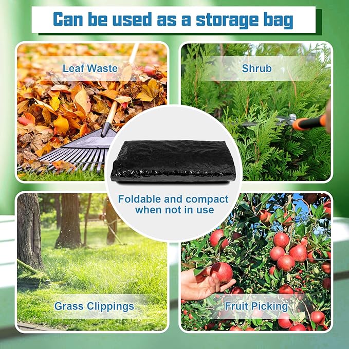 MyLifeUNIT Compost Bins Outdoor, Composting Bin for Outside Garden, Reusable Garden Yard Waste Bag, 34 Gallons (2 Pack, Black)