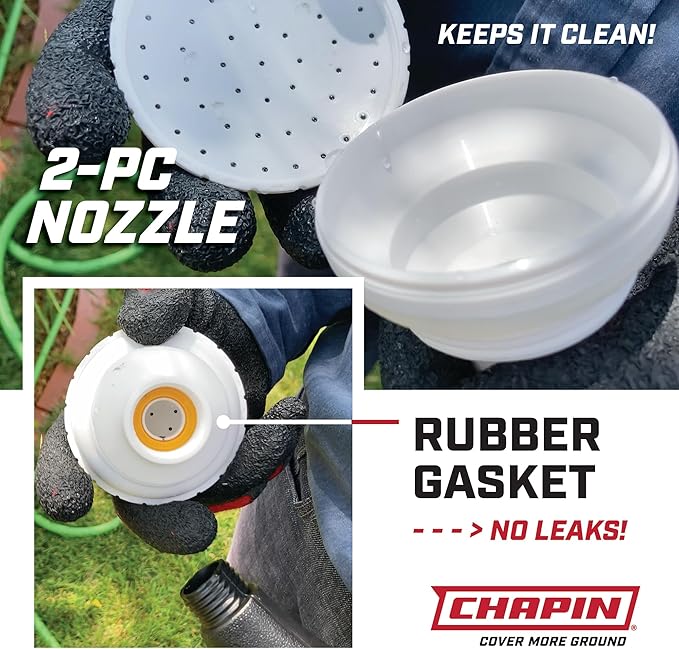 Chapin 47998: 2 Gallon Watering Can for Indoor & Outdoor Plants, 100% Recycled Plastic with Removable Nozzle, Drip-Free Sprinkler Head, Made in USA