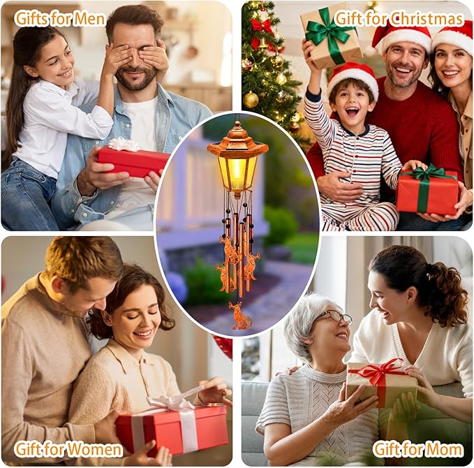 Large Solar Dog Wind Chimes with Wind Catcher/Solar Decor Light to Create a Zen Atmosphere Suitable for Outdoor, Garden, Patio Decor Classic Bronze Wind Chimes as A Sympathy/Memorial Gift for Unisex