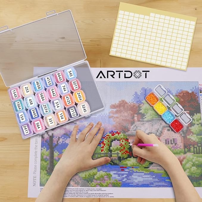 ARTDOT 56 Girds Storage Containers for Diamond Art Kits for Adults, 2 Pack Portable Bead Storage Container for Diamond Painting Accessories and Tools