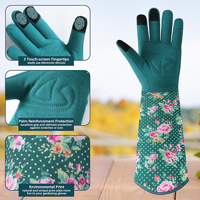 Trifabricy Gardening Gloves for Women - Long Garden Gloves with Grip Breathable, Thorn-Proof Puncture-Resistant Work Gloves
