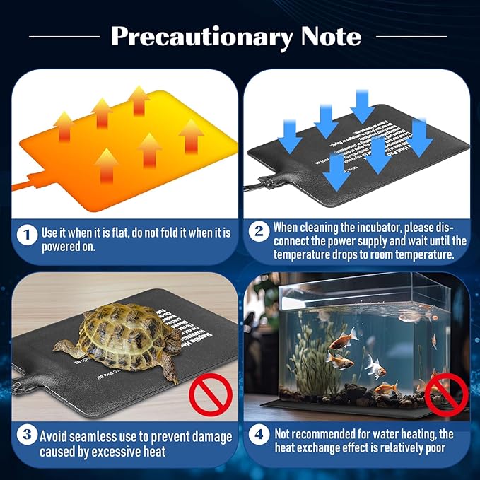 ROCEEI 4 Pcs 6" x 8" Reptile Heat Pad 8W 120V Under Tank Terrarium Heating Mat Heater Waterproof Hermit Crab Heating Pad for Turtle, Lizard, Frog, Snake, 10-20 Gallon Reptile Tank
