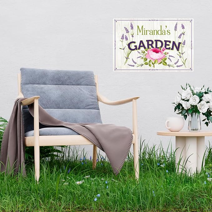 Custom Garden Sign, Present, Personalized Name/Text for Backyard Décor Sign, 12x18 Inches, Rust Free .063 Aluminum, Fade Resistant, Made in USA by Sigo Signs