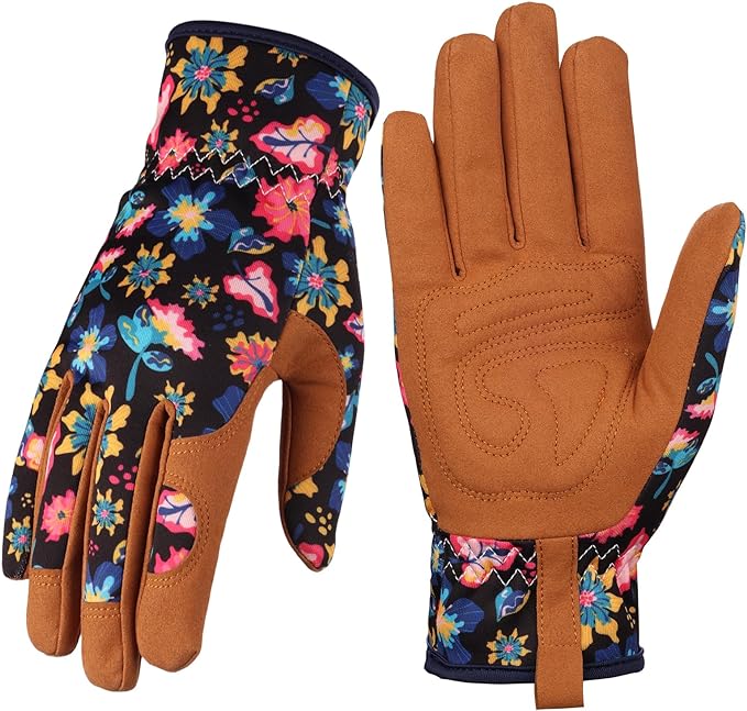 Bamllum Leather Gardening Gloves for Women - Working Gloves for Weeding, Digging, Planting, Raking and Pruning