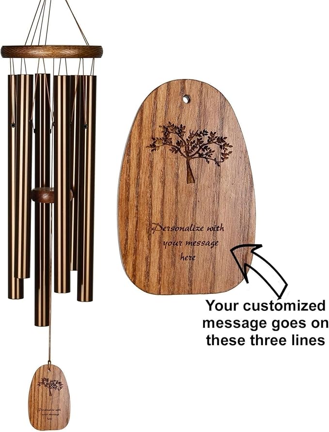 Woodstock Wind Chimes Personalized Amazing Grace Memorial Chime for Outside 40'' Large Bronze Sympathy Customized Tree of Life Inspirational Wind Chime for Outdoor Patio Home Garden Decor (P-AGLBR16)
