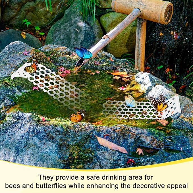 4-Pack Floating Bee Island, 18x6cm/7.09x2.36 Inch Plastic Floating Bee Watering Station for Feeding/Butterfly Bath/Outdoor Garden Decor [White]