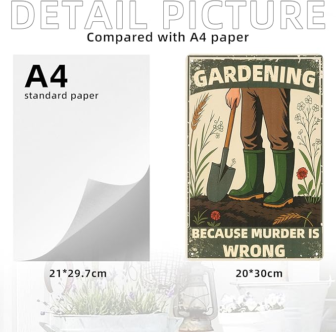 GARDENING BECAUSE MURDER IS WRONG Sign Decorative Signs Funny Metal Yard Signs Women's Garden Gift for Outdoor Patio Porch Decor or Indoor Wall Decor (Color05)