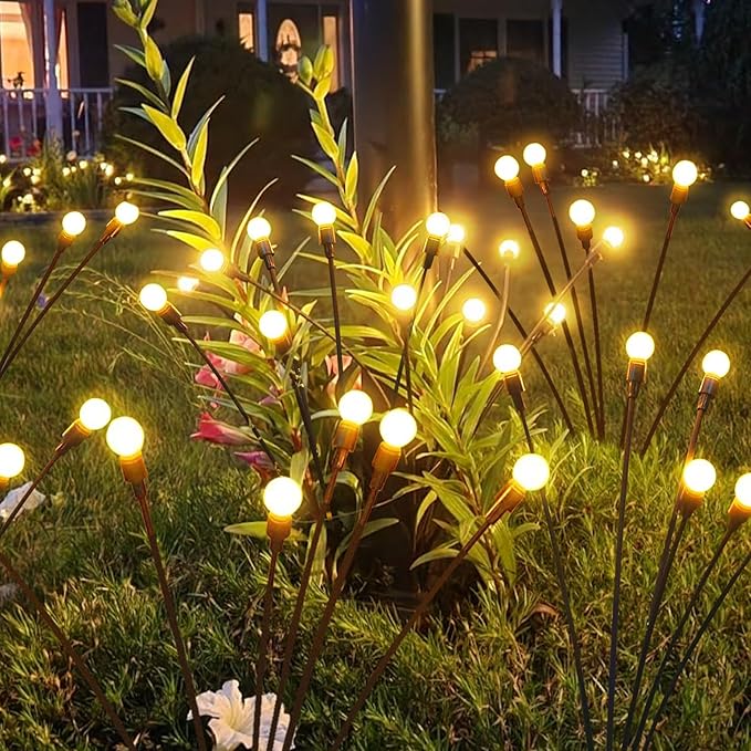 ALENEY 2 Pack Solar Garden Swaying Lights, Wind-Activated Outdoor Lights, Outdoor Pathway Decoration, Warm White