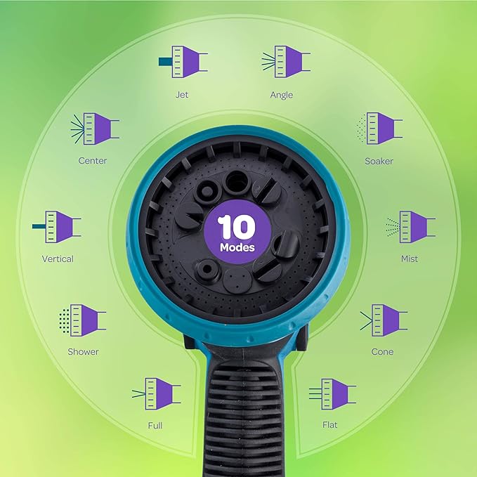 Hose Nozzle [2 Pack] Heavy Duty Hose Sprayer With 10 Adjustable Watering Patterns. Thumb Control Design, Comfortable Ergonomic Grip, Garden Hose Nozzle for Watering Plants & Lawns/Fun showers/Cleaning