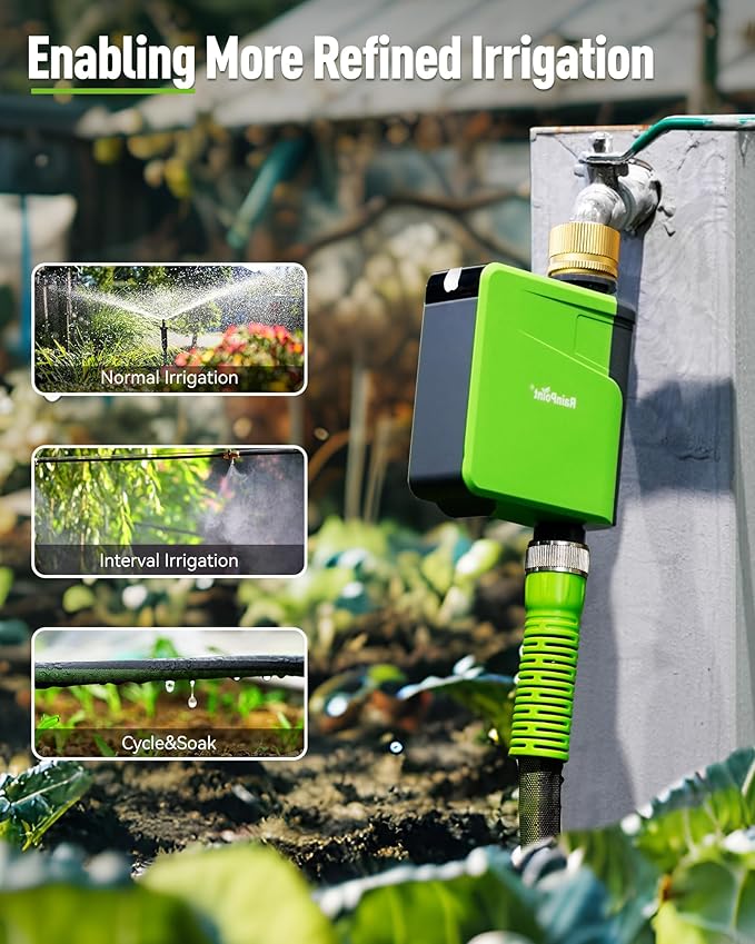 RAINPOINT WiFi Hose Timer, Brass Inlet Smart Sprinkler Timer for Watering, WiFi Watering Timer for Garden Hose with Hub, APP & Voice Control, Automatic Irrigation System for Lawns and Yard