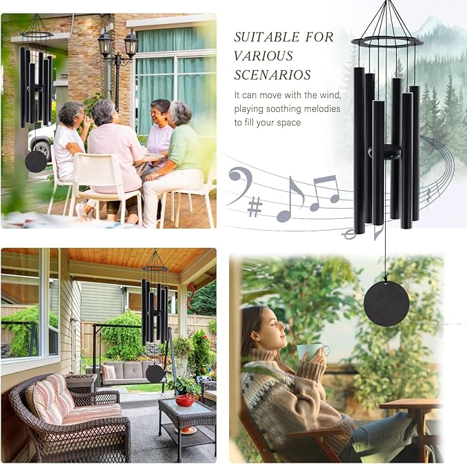 ASTARIN Sympathy Gifts for Loss of Mom,36 Inch Memorial WindChimes for Outside Tuned Relaxing Soothing Low Bass, Condolence Bereavement Gifts in Memory of Mom（ Flower-Shaped Top）