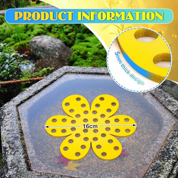 Chunful 6 Pack Bee Watering Station 6.3 Inches Floating Bee Watering Station for Garden Butterfly Feeders for Outside Garden Decoration Thirsty Pollinators(Yellow)