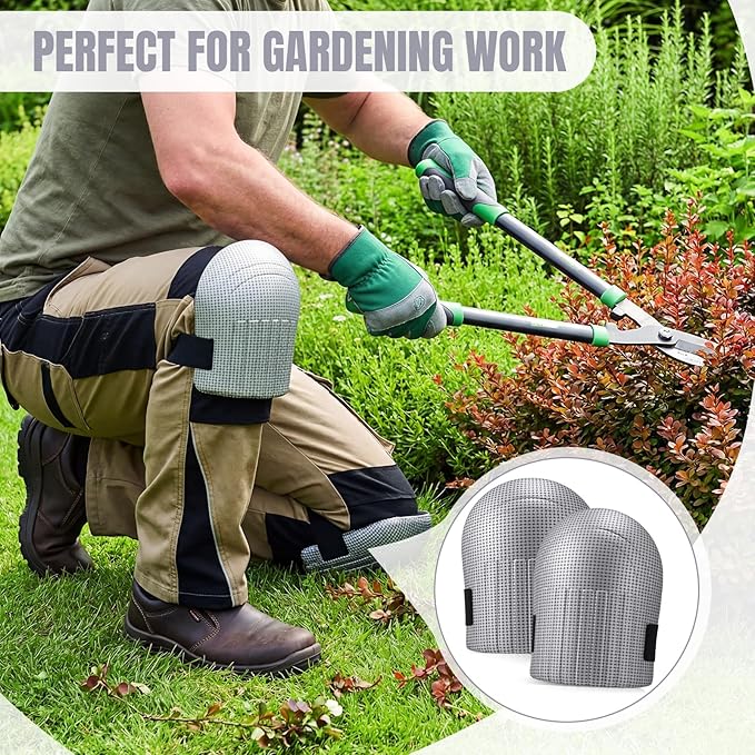 Gardening Knee Pads for Women and Men Lightweight Waterproof Foam Knee Pads for Gardening and Housework with Adjustable Hook'n'Loop Straps(Grey)