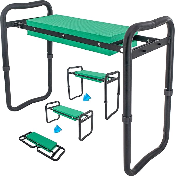 5 STAR SUPER DEALS Adjustable Garden Kneeler & Seat with Handles - Heavy-Duty Outdoor Foldable, Portable Garden Stool with Thick EVA Foam Pad, Multi-Purpose Gardening Bench for Kneeling and Sitting.