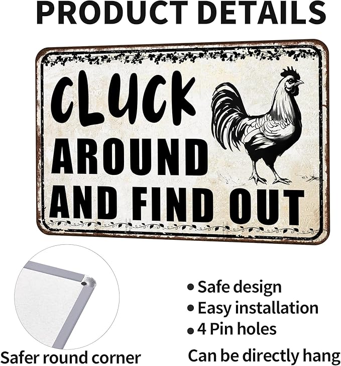 Funny Chicken Signs Chicken Coop Accessories Rooster Decorations Chicken Gifts Stuff For Farmhouse Garden Decor 8 x 12 Inch