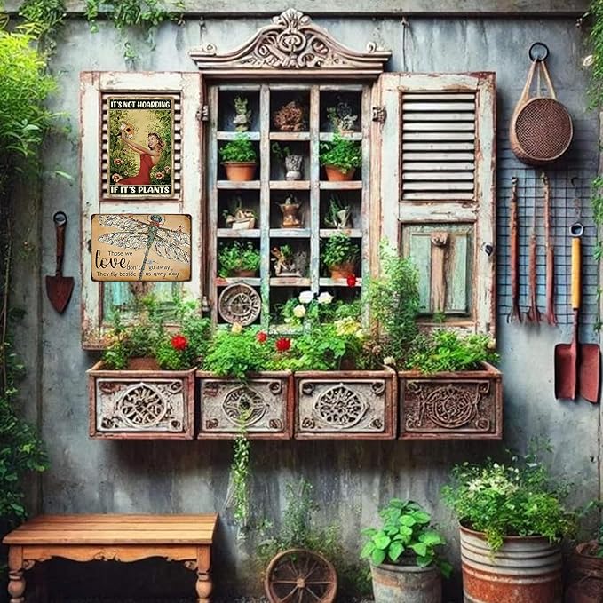 Garden Outdoor Wall Decor Plant Lover Gifts For Women Vintage Gardening Metal Tin Sign It‘S Not Hoarding If It'S Plants Signs Plant Accessories Indoor Funny Yard Decor Green House Decor 8x12 Inch