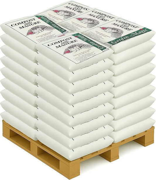 Michigan Peat 40 Pound Garden Magic Compost and Manure with Odor Free Blend and Naturally Moist and Fibrous for Lawn and Garden, 60 Pack