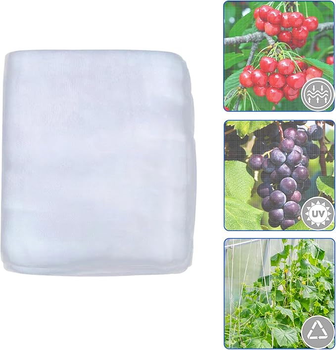 Garden Netting Mosquito Insect Birds Animals Barrier Protection Net Ultra Fine Garden Mesh Netting Plant Covers for Vegetable Plants Fruits Flowers Trees Greenhouse Row Cover(10×50 Ft)