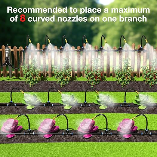 MIXC 200Ft 1/4" Drip Irrigation System,2026-Upgrade Garden Irrigation Kit with 32pcs Adjustable Copper Nozzles,Automatic Atomizing Watering System for Outdoor Plants,Raised Bed,Yard,Potted Plant,Lawn