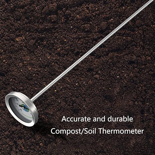 Soil Testing Thermometer 20Inch Stem Compost Soil Thermometer Garden Backyard 10~76°C 40°F~180°F Soil Thermometer For Lawn, Earth Waterproof 200