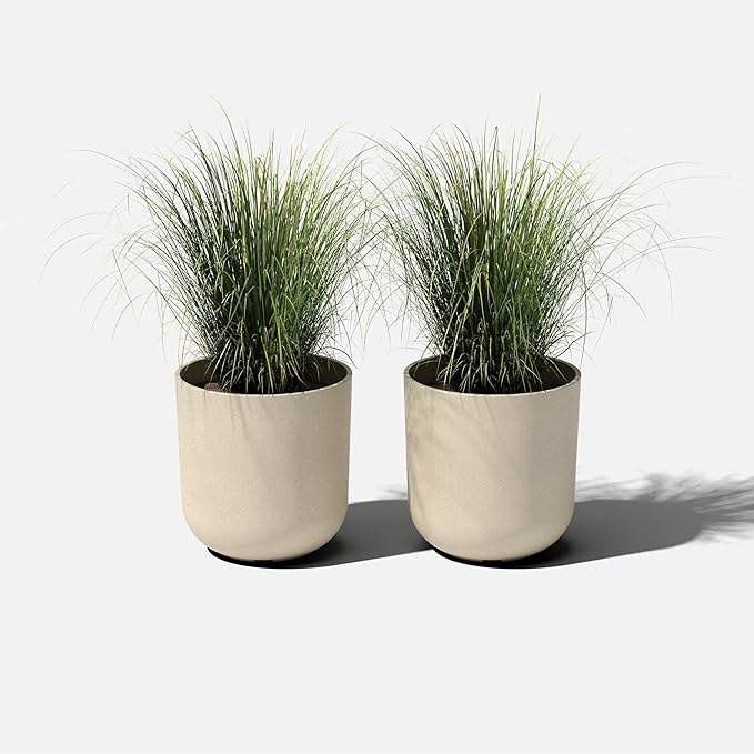 Veradek Mason Series Lima Planter - Round Planter for Indoor or Outdoor Porch/Garden | Made from Plastic-Stone Composite with Drainage Holes | Modern Décor for Succulents, Flowers, Small Plants