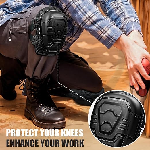 TICONN Gel Knee Pads for Work, Professional Heavy Duty Work Knee Pads for Men with Soft Foam and Gel Cushion for Men Construction, Garden, Flooring (Black)