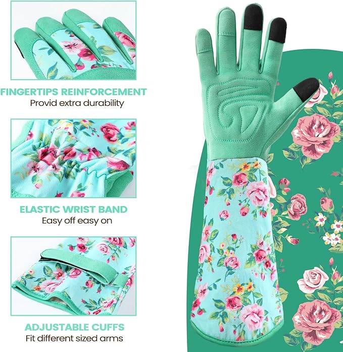Gardening Gloves for Women Long Sleeve Garden Gloves Ladies Light Protective Gloves for Yard & Outdoor Work