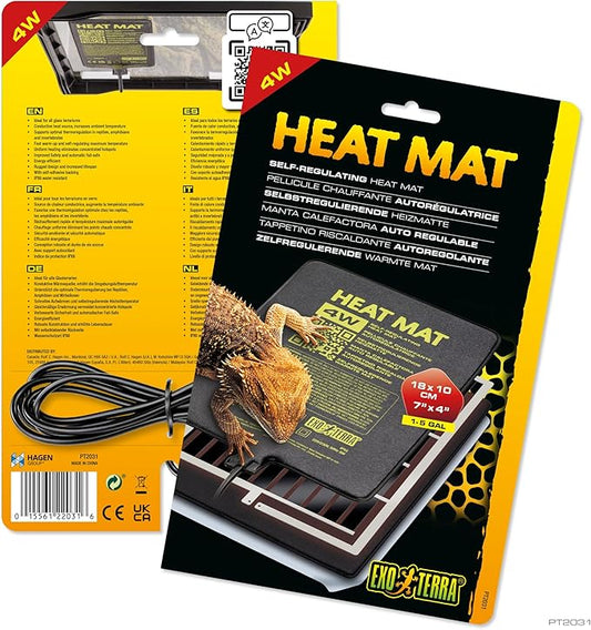 Exo Terra Heat Mat – Self-Regulating Reptile Heating Pad for Terrariums, Conductive Source for Reptiles & Amphibians, Fast Warm-Up, Safe & Energy Efficient, Even Distribution 4W