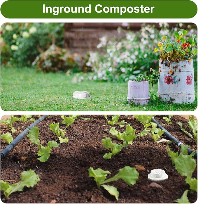 Inground Farm Composter, Outdoor In-Ground Compost Bin for Raised Garden Beds and Yards, Organic Waste Decomposer 2 Gallons, 4.3"x4.3"x11", Composter Tumbler Outdoor (2)